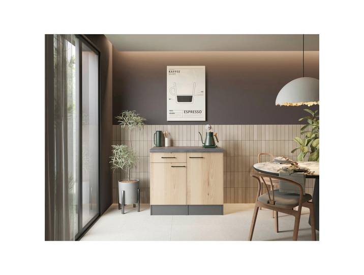 Respekta Buffet Oliver, Eiche Artisan, Grau, 1 Schublade(n) Schubladen, 100x90x60 cm, erweiterbar, Beimöbel erhältlich, Küchen, Küchenmöbel, Buffetschränke