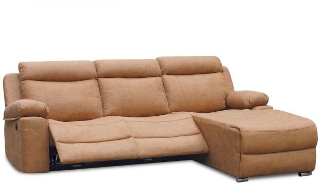 duehome Sofá relax eléctrico con chaiselongue izquierdo Nellie 3 plazas - Piedra