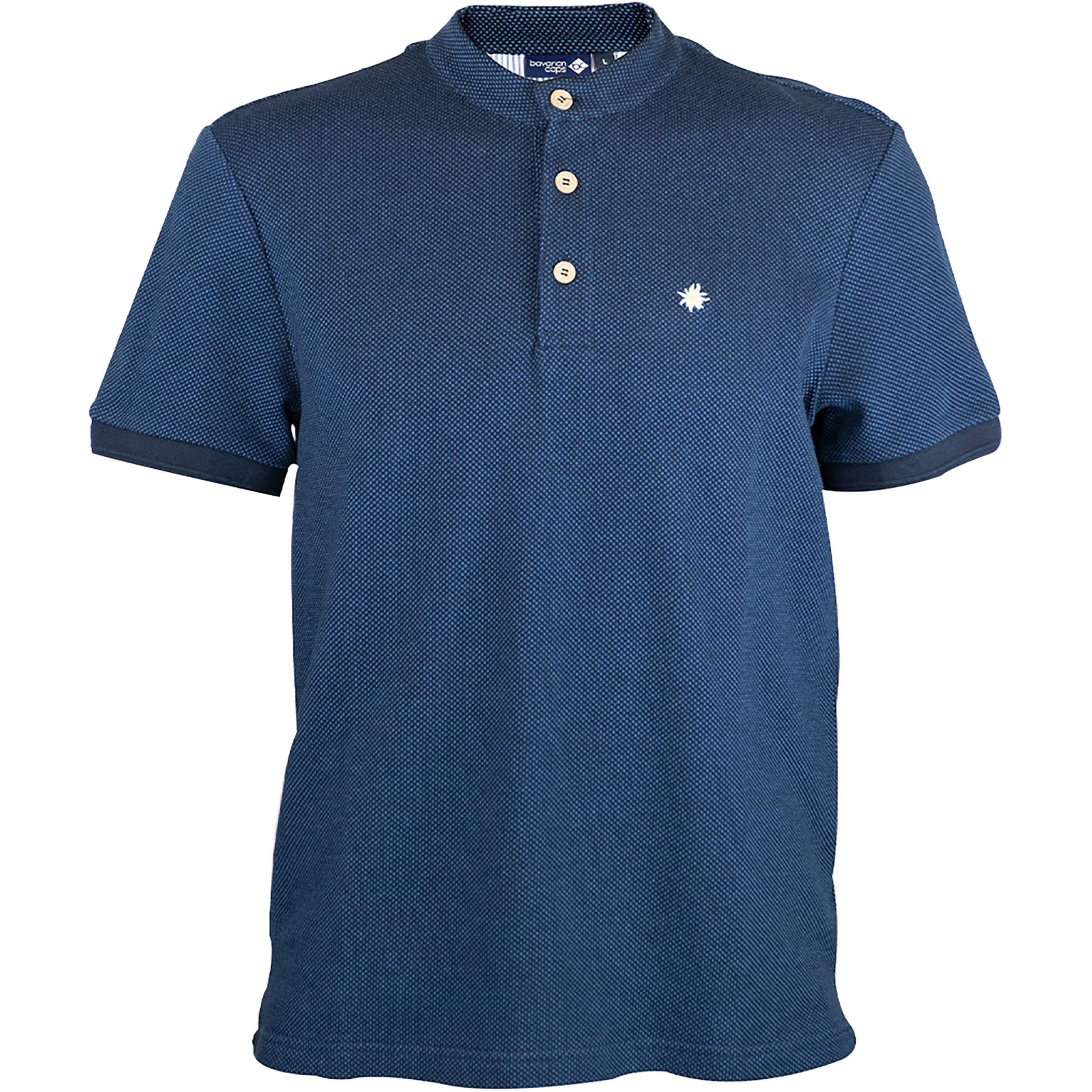Bavarian Caps Edelweiß Feinstrick Polo Herren T-Shirts blau Größe XXL Lifestyle Atmungsaktiv