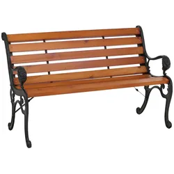 PROREGAL Gartenbank | HxBxT 80x132x35cm | Sitzbank Parkbank Holzbank 2-Sitzer | Gusseisen Holz Kiefer | Teak