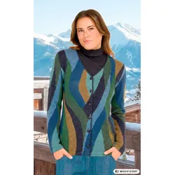 Alpaka-Strickjacke in Jacquard petrol in Größe 36/38 von DW-Shop, Petrol, 36/38