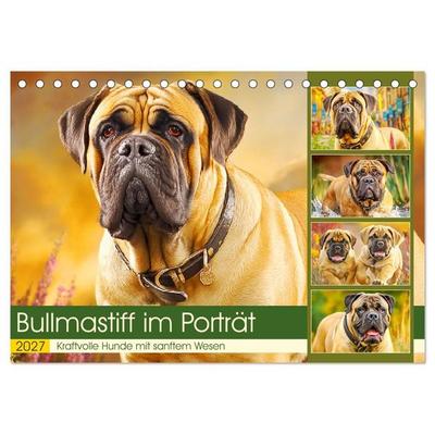 Bullmastiff im Porträt. Kraftvolle Hunde mit sanftem Wesen (Tischkalender 2027 DIN A5 quer), CALVENDO Monatskalender