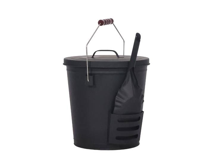 Ascheeimer mit Deckel und Schaufel 19L