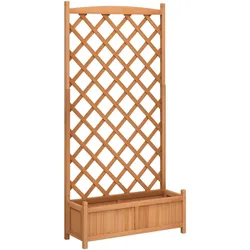 Helloshop26 - Hochbeet für Pflanzen und Blumen Terrasse/Garten mit Rankgitter massives braunes Tannenholz 02_0038328