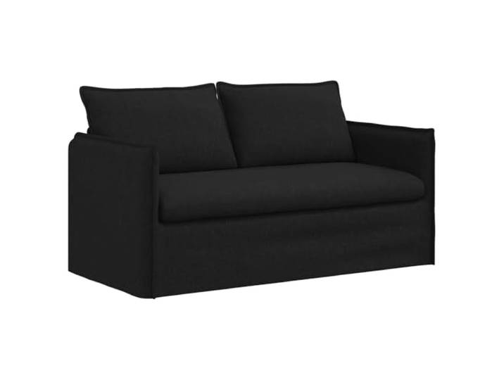 IBUQDDV Sofa Schwarz 156 x 82 x 85 cm Stoff Modular anordenbar, Metallrahmen, Schaum-Faser-Kissen, Holzwerkstoff-Armlehnen, Kunststofffüße