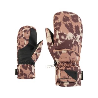 Fäustlinge ZIENER "KLENTIMANA-Z GORE‑TEX PrimaLoft DAMEN", Damen, Gr. 7.5, braun (faded leo), Kunstfaser, Handschuhe Fäustlinge, wasserdicht, winddicht, atmungsaktiv, extra warm