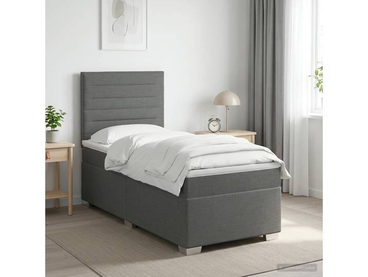 vidaXL Boxspringbett mit Matratze Dunkelgrau Einzeln Stoff