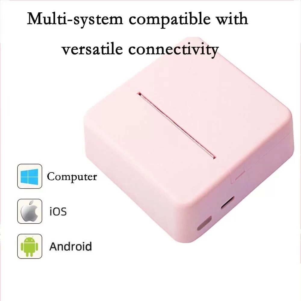 INF Mini 58mm USB+Bluetooth Thermodrucker - Portabler Belegdruck für Android, iOS & Windows Rosa