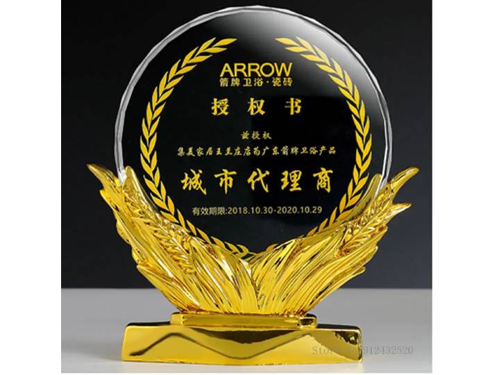 Trophée en résine galvanisée personnalisé avec cristal Transparent, Souvenir d'événement de trophée créatif, décor de salon, chambre à coucher, bureau, 1 pièce