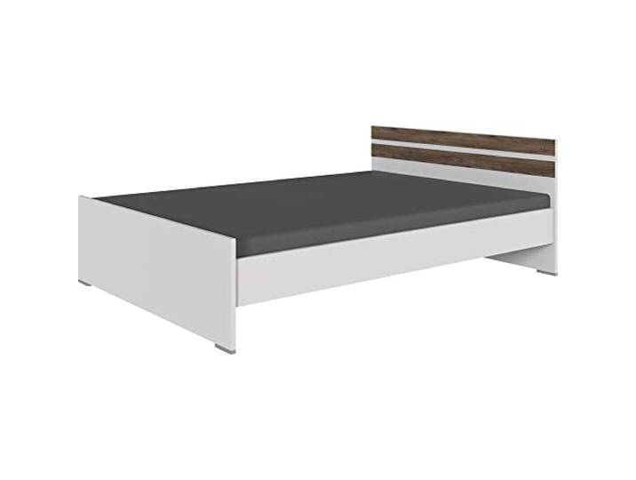 Lomadox Einzelbett, breites Jugendzimmerbett, Teenagerzimmer, Bettgestell, Bett in weiß mit Eiche Nb., B/H/T: ca. 146/71/204 cm