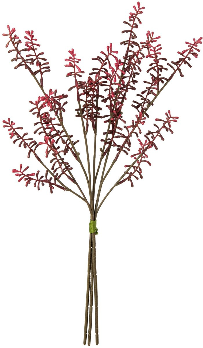 J-Line Myrica synthetische decoratie donkerroze 2 sets van 3 stuks