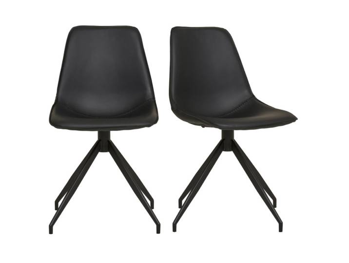 Chaise pivotante à 360 en cuir synthétique noir (x2)