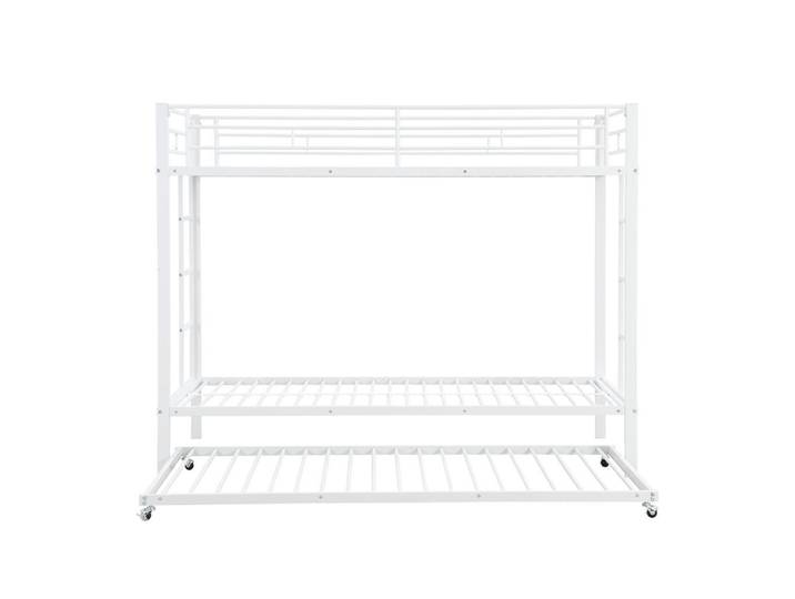 Oxeza Etagenbett 90/200 cm Weiß mit Ausziehbett 90/190 cm, Metall, Mode, Rechteckig, 90x200 cm, Babymöbel & Kindermöbel, Kinderzimmer & Jugendzimmer, Stockbetten
