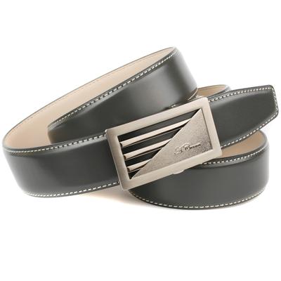 Ledergürtel ANTHONI CROWN, Herren, Gr. 100, grau, Rindsleder, kontrastfarbene Details, unifarben, festlich, Gürtel Ledergürtel, Leicht bombiert, glatte Oberfläche
