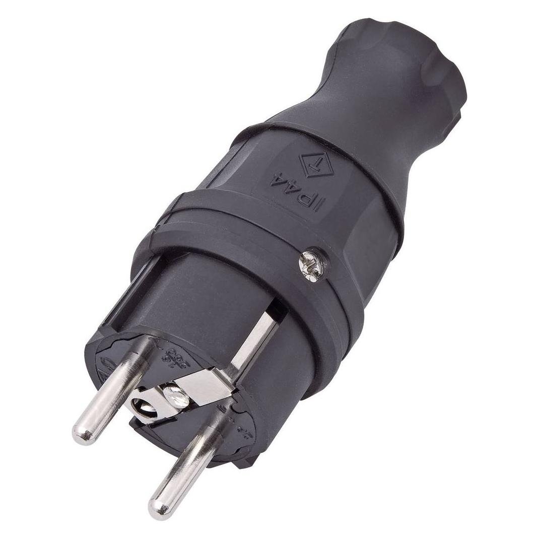 interBär 9003-004.01 Schutzkontaktstecker Gummi 230 V Schwarz IP44 (9003-004.01)