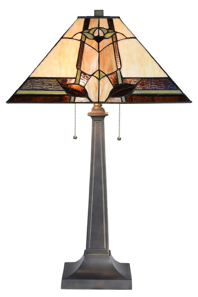 Clayre & Eef Tiffany tafellamp, beige glas, Hoogte: 80 cm