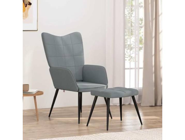 NLQMSU Relaxsessel mit Hocker, hellgrau, Stoff Modernes Design, gepolsterter Schaumstoff, Stahlrahmen, Kapazität 110 kg, einfache Wartung