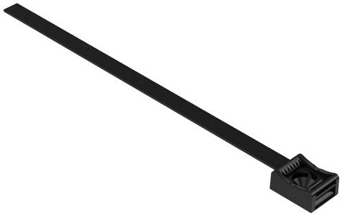 Hebotec Klettbandsockel zum Bündeln, mit Sockel, zum Anschrauben Haft- und Flauschteil (B x H) 7.5mm x 150mm Schwarz 1St.