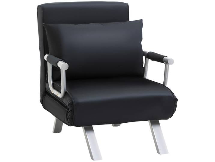 Homcom Schlafsessel 3-In-1 mit Kissen schwarz, Schwarz, Kunststoff, 69x80x65 cm, Wohnzimmer, Sofas & Couches, Schlafsofas, Schlafsessel