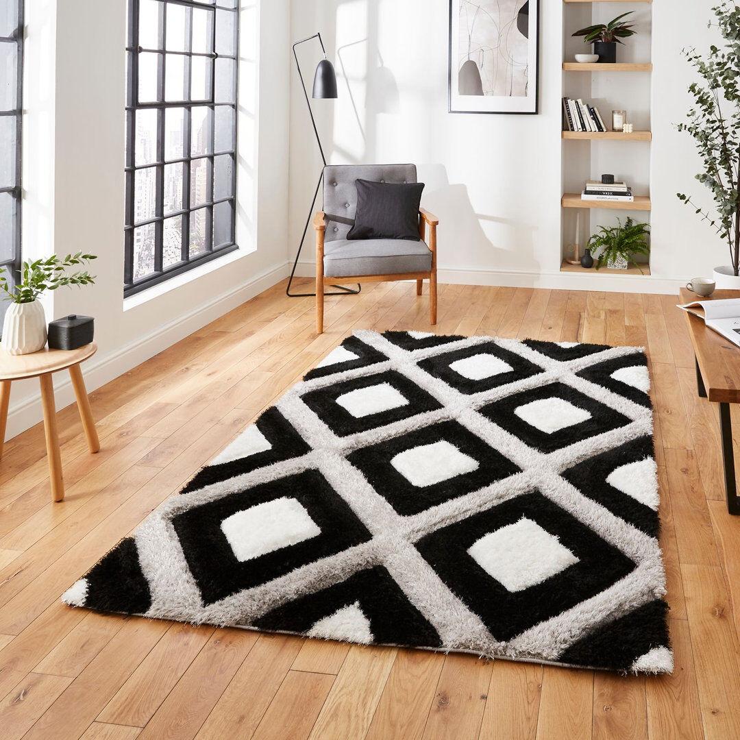 Think Rugs Olympia area rug Machine Woven Rectangle Black Black Rectangle 160 x 220cm