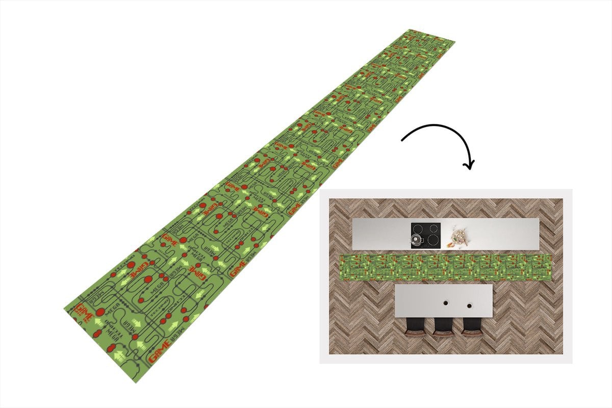 Keukenloper Moederbord met Patronen en Quotes - Vinyl Keukenmat - Breedte: 60 cm, Lengte: 480 cm