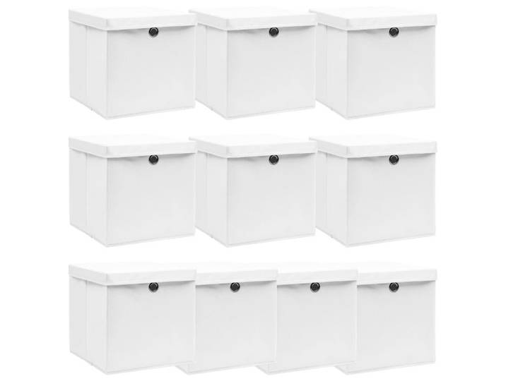 vidaXL Aufbewahrungsboxen Mit Deckeln 10er set Weiß 32/32/32 Cm Stoff, Quadratisch, 32x32x32 cm, Ordnen & Aufbewahren, Dekoboxen & Aufbewahrungsboxen
