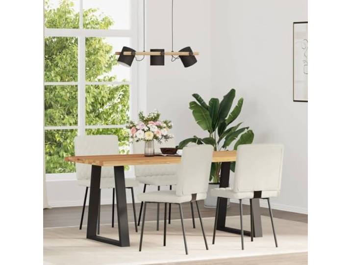 HKLGBVCR Esszimmerstühle, cremefarben, 4 Stück Weicher Samtstoff, Rahmen aus Metall und Holz, dicker Schaumstoff, Esszimmer, Wohnzimmer, Gästezimmer