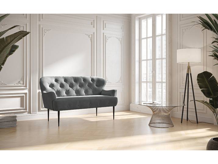 2-Sitzer OTTO HOME Amber , grau, B:153cm H:97cm T:87cm, 100% Polyester, Sofas, mit Knopfheftung,in verschieden Stoffarten