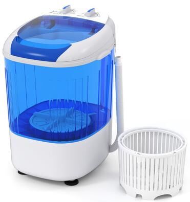 Costway Portable Mini Semi-automatic Washing Machine with Spin Tub and Drain Hose 2.5 kg Capacity-Blue