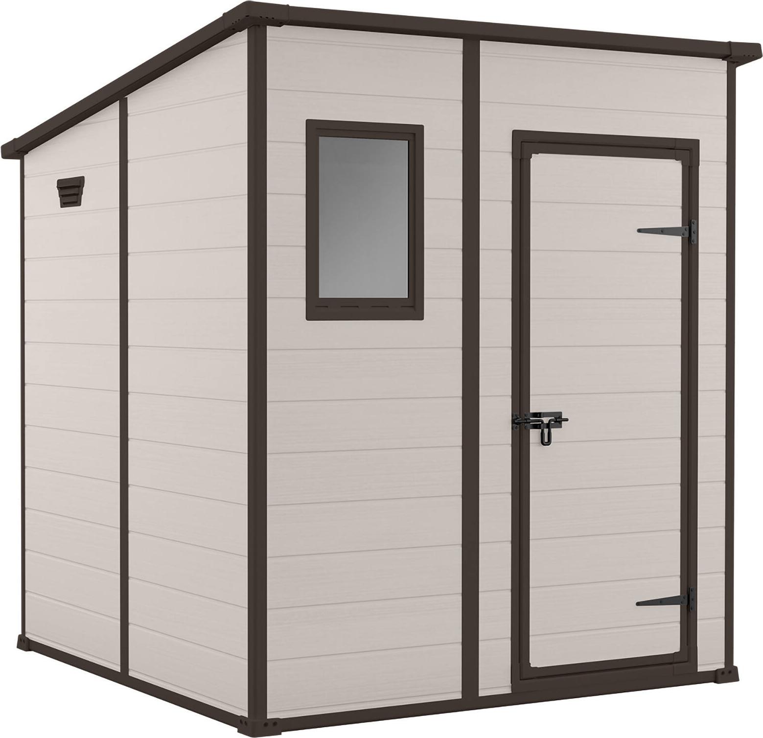 Keter Manor Pent 6x6, Einzelbild, Pultdach, Braun, 1 Tür(en), Stahl, 75 kg/m²