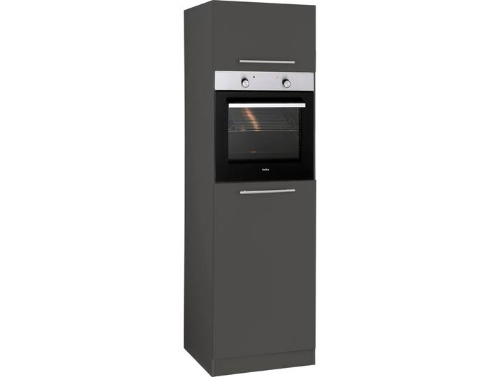 Backofen/Kühlumbauschrank WIHO KÜCHEN Unna , grau (front und korpus: anthrazit), B:60cm H:200cm T:57cm, Schränke, Backofenumbauschrank Kühlschrankumbauschrank, 60 cm breit