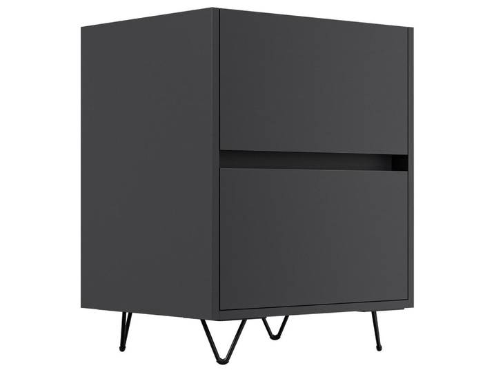Mid.you Nachttisch, Graphit, 2 Schublade(n) Schubladen, rechteckig, Haarnadel, 51.2x65x42 cm, Stauraum, Schlafzimmer, Nachttische