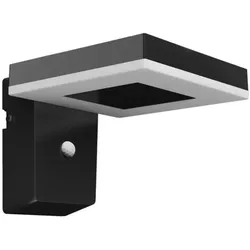 Philips Outdoor Ultra-Efficient Solar Zonal Wandleuchte 1.3W, Tageslicht- und Bewegungssensor, eckig, 3000 Kelvin, schwarz, Kunststoff