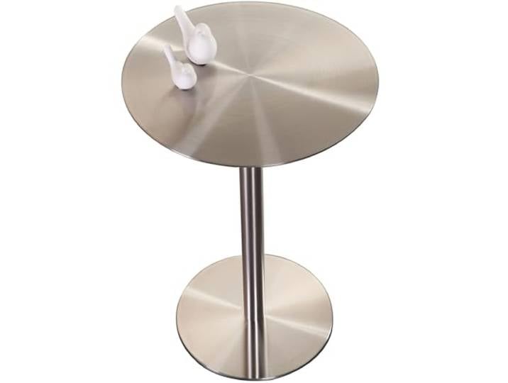 Lonmrrton Kleiner runder Tisch aus Edelstahl, Cocktail-Bartisch Bistro-Pub-Tisch Couchtisch Thekenhöhe Esstisch Moderner Frühstückstisch Beistelltisch – Silber (Size : 60x60x75cm)