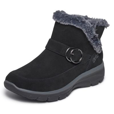 Winterstiefelette SKECHERS "EASY GOING-", Damen, Gr. 37, Warmfutter, schwarz, Veloursleder, Schuhe Winterstiefelette, Winterboots mit Skechers Hands Free Slip-ins