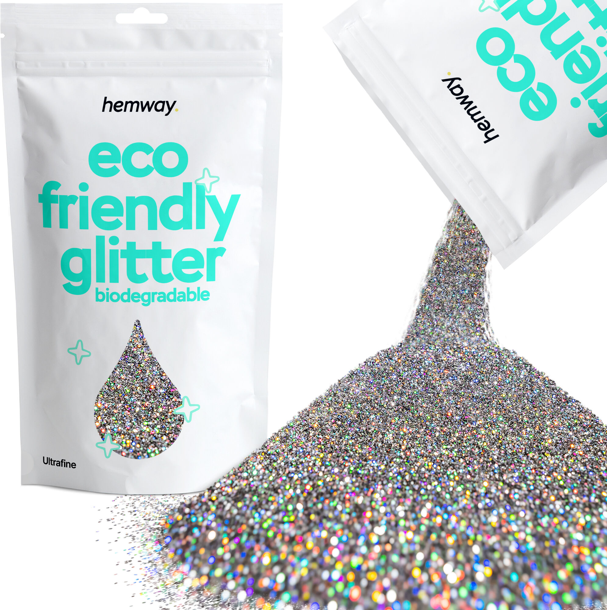 Hemway Biodegradable Eco Friendly Glitter 100g / 3.5oz   Gun Metal Grey Holographic   DIY, Decoration, Arts & Crafts - Gun Metal Grey Holographic -