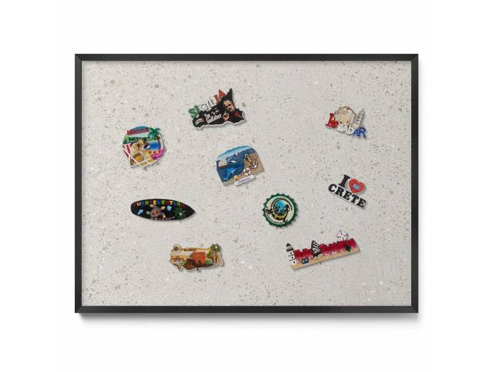 MAGNETTAFEL 80x60 cm schwarzer Rahmen – Eleganter heller Stein