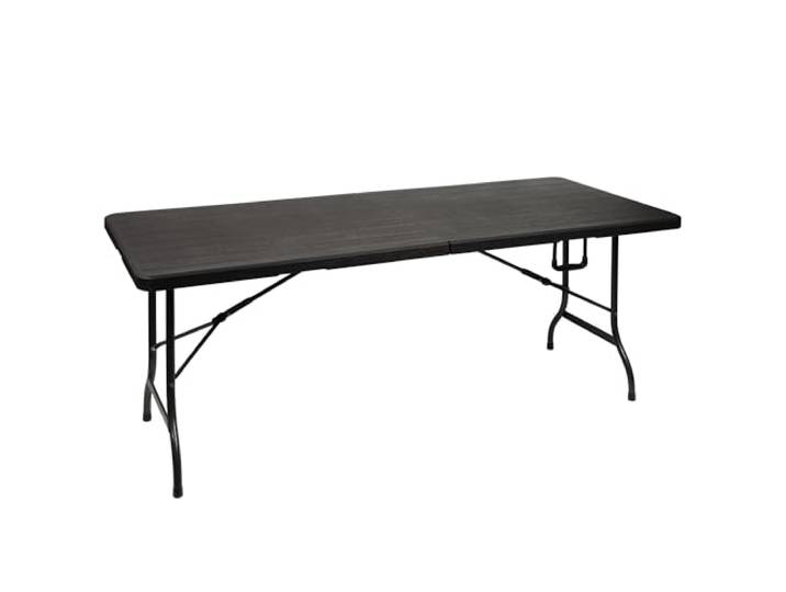 Perel Table Pliante\, résistante aux intempéries\, avec poignée\, Imitation Bois\, Max. 100 kg\, Noir