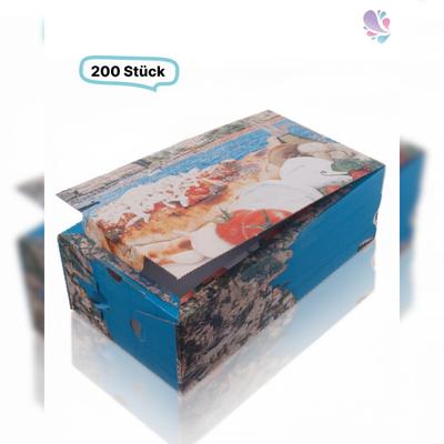 Blanc HYGIENIC Pizzakarton Pizzabox CALZONE POSITANO 27X 16X 7 cm weiß mit Neutraldruck 200 Stk, to go, take away, kompostierbar, Kraftkarton