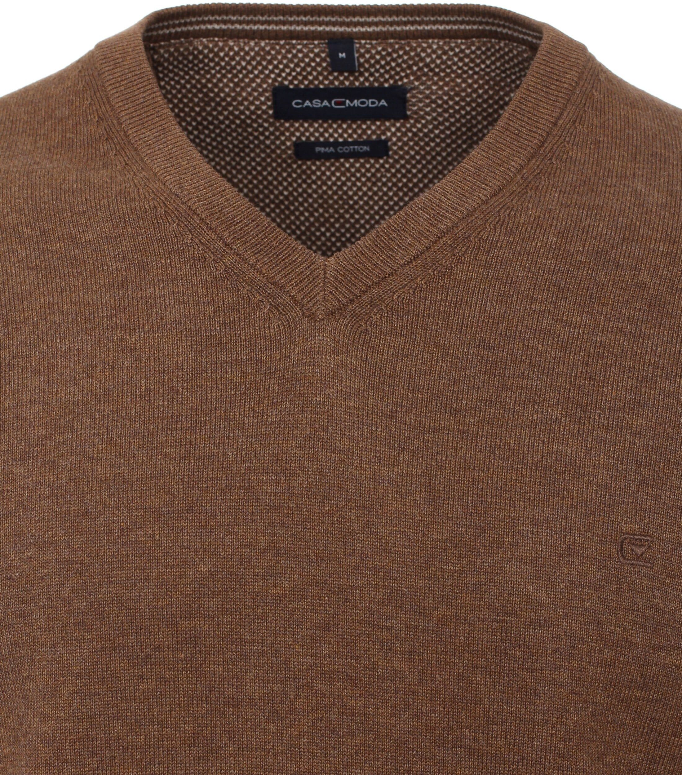Strickpullover CASAMODA "CASAMODA Pullover uni", Herren, Gr. M, braun, 100% Baumwolle, Pullover Strickpullover