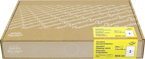 Avery-Zweckform 8026-300 Versand-Etiketten 210 x 148mm Papier Weiß 600 St. Permanent (Kraftkleber) Tintenstrahldrucker