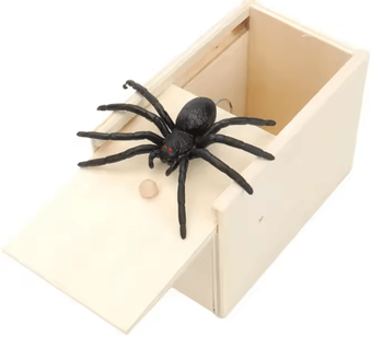 Inspire Essentials Wooden Spider Prank Box Surprise Toy For Halloween And Party Fun 1pc