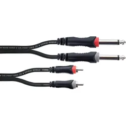 EU 6 PC - Audio Kabel, 2x 6,3 mm Mono Klinke > 2x Cinch Stecker, 6 m