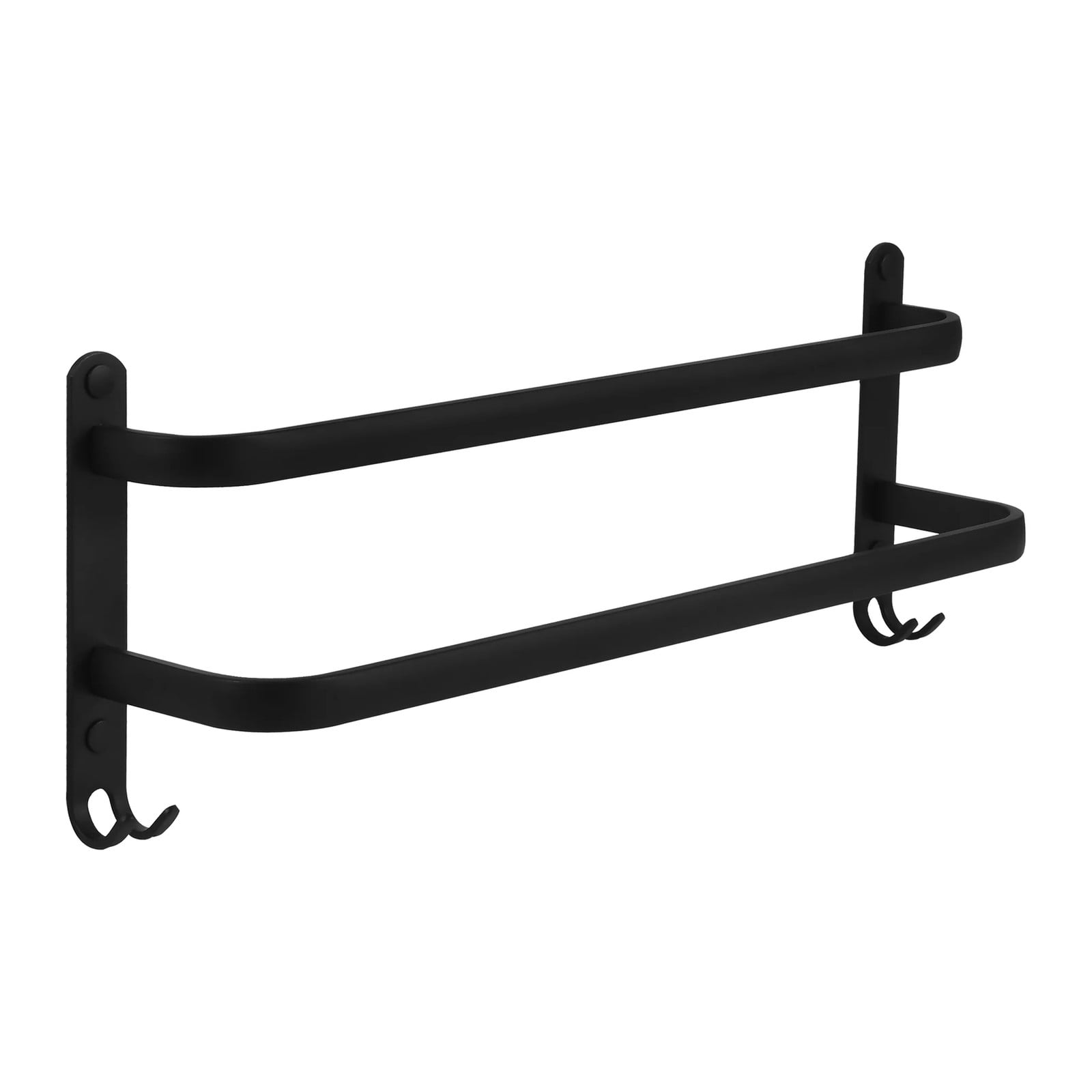 QUVIO Handdoekenrek met 2 stangen, Zwart, Breedte: 48 cm