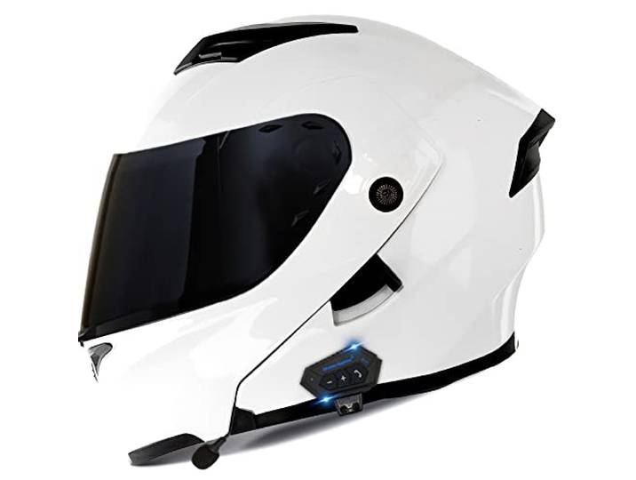 Bluetooth Motorradhelm Motorrad Klapphelm Modularer Helm mit Doppelvisier, ECE Genehmigte Kopfhörer für Automatische Antwort, Vollvisierhelm für Erwachsene Männer Frauen, S-XXL