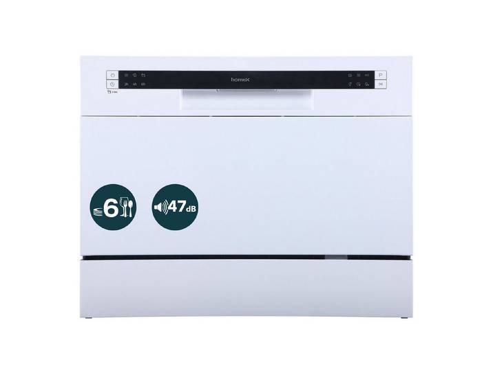 homeX Tischgeschirrspüler GST6AD-W, 7 l, 6 Maßgedecke, Mini Spülmaschine, Geschirrspüler klein, 6 Programme, 6 Gedecke, 47 dB