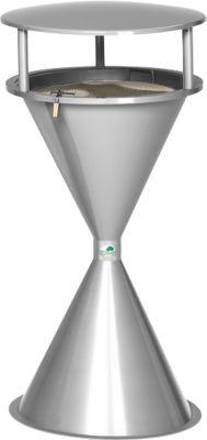 Standascher mit Dach und Bodenronde, Kunststoff, silber