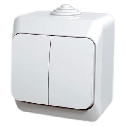 Schneider Double Switch Ip44 White Cedar+ (WDE000550)