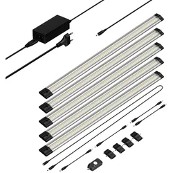 ledscom.de LED Unterbau-Leuchte Siris, Bewegungsmelder, flach, je 50cm, je 655lm, weiß, 5er Set