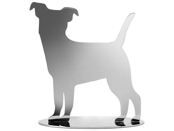 Fink Deko Hund 15 cm aus Edelstahl - glänzende Jack-Russel-Figur als Moderne Metallskulptur, dekorativer Aufsteller für Regal, Sideboard, Fensterbank oder Wohnraumgestaltung